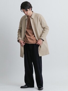 「URBAN RESEARCH Sonny Label（アーバンリサーチサニーレーベル）のアイテム（ステンカラーコート）」を使った、shibataniさん（メンズ・180cm）の秋コーディネート