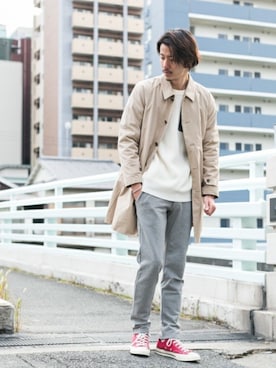 「URBAN RESEARCH Sonny Label（アーバンリサーチサニーレーベル）のアイテム（ステンカラーコート）」を使った、shibataniさん（メンズ・180cm）の冬コーディネート