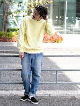 「USAコットン」｜「アイテム（スウェット）」を使った、shibataniさん（メンズ・180cm）の冬コーディネート