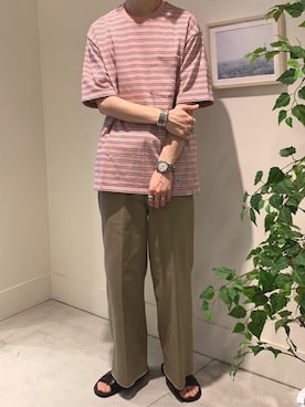 「BEN DAVIS（ベンデイビス）のアイテム（パンツ）」を使った、須山さん（メンズ・177cm）の夏コーディネート