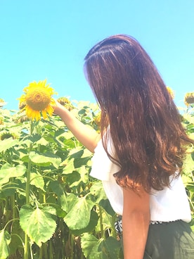 「ひまわり畑」｜「アイテム（その他）」を使った、marinaさん（レディース・166cm）の夏コーディネート