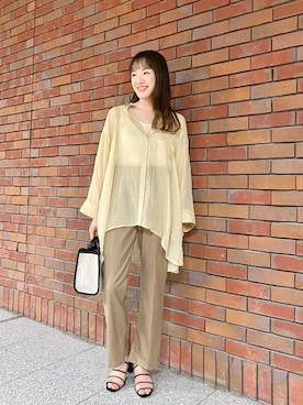 「Kastane（カスタネ）のレーヨンスラックスパンツ３（スラックス）」を使った、MOTOZAWA HONOKAさん（レディース・158cm）の春コーディネート