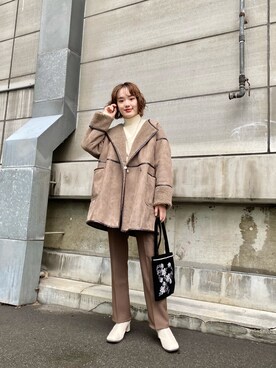 「Kastane（カスタネ）のアイテム（ムートンコート）」を使った、MOTOZAWA HONOKAさん（レディース・159cm）の秋コーディネート