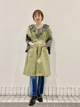 「Kastane（カスタネ）のアイテム（トレンチコート）」を使った、MOTOZAWA HONOKAさん（レディース・159cm）の冬コーディネート