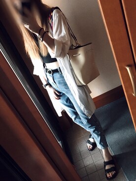 「GRL（グレイル）のテーパードデニムパンツ（デニムパンツ）」を使った、atuさん（レディース・165cm）の夏コーディネート