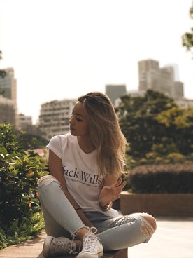 「Jack Willsのアイテム（トップス）」を使った、Gonzalezさん（レディース・163cm）の春コーディネート