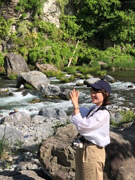 「POLO RALPH LAUREN（ポロ ラルフ ローレン）の【POLO RALPH LAUREN/ポロ ラルフローレン】SPORTCAP/キッズ用キャップ（キャップ、ブルー系）」を使った、楓さん（レディース）の春コーディネート
