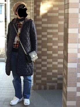 「アイテム（ステンカラーコート）」を使った、enonoさん（レディース・157cm・30代）の冬コーディネート
