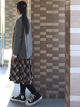 「MANNINE（マンナイン）のアイテム」を使った、enonoさん（レディース・157cm）の冬コーディネート