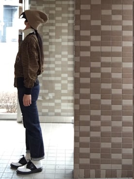 「Andersen-Andersen（アンデルセンアンデルセン）のアイテム（帽子）」を使った、enonoさん（レディース・157cm）の冬コーディネート