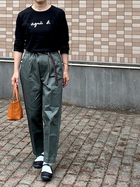 「SCYE BASICS（サイベーシックス）のアイテム」を使った、enonoさん（レディース・157cm）の春コーディネート