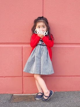 familiar グレー 襟付きワンピース 100cm familiar 刺繍フリル襟