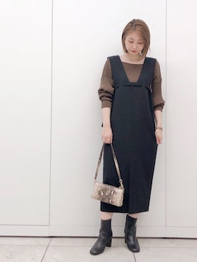 「リブニット」｜「アイテム（ブーティ）」を使った、doudou_seikoさん（レディース・160cm）の秋コーディネート