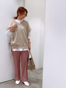 「ニットベスト×シャツ」｜doudou_seikoさん（レディース・160cm）の春コーディネート