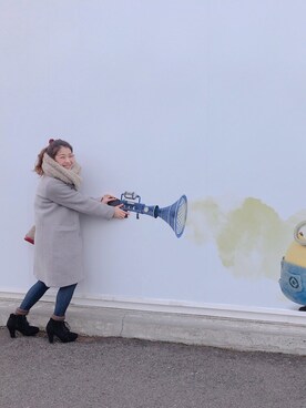 「NICE CLAUP（ナイスクラップ）のアイテム（チェスターコート）」を使った、sayakaさん（レディース・156cm）の冬コーディネート