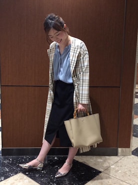「お呼ばれ」｜「アイテム（その他アウター）」を使った、ルクールブラン京都ポルタ店スタッフさん（レディース・162cm）の春コーディネート