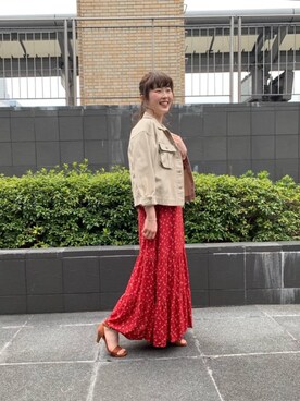 「お呼ばれ」｜「アイテム（キャミソール）」を使った、ルクールブラン京都ポルタ店スタッフさん（レディース・162cm）の春コーディネート
