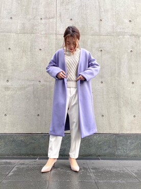 「お呼ばれ」｜「アイテム（その他アウター）」を使った、ルクールブラン京都ポルタ店スタッフさん（レディース・154cm）の冬コーディネート