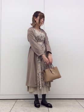 「お呼ばれ」｜「アイテム（その他アウター）」を使った、ルクールブラン京都ポルタ店スタッフさん（レディース・168cm）の冬コーディネート