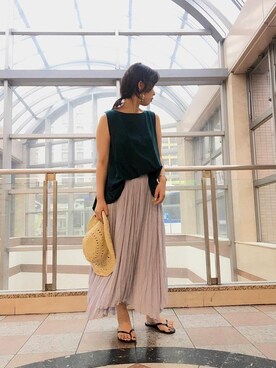 ルクールブラン京都ポルタ店スタッフさん（レディース・160cm）の夏コーディネート