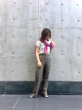 「お呼ばれ」｜「アイテム（Tシャツ/カットソー）」を使った、ルクールブラン京都ポルタ店スタッフさん（レディース・160cm）の夏コーディネート