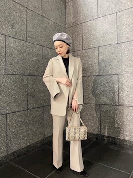 「お呼ばれ」｜「アイテム（その他アウター）」を使った、ルクールブラン京都ポルタ店スタッフさん（レディース・154cm）の秋コーディネート