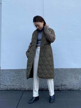 「お呼ばれ」｜「アイテム（その他アウター）」を使った、ルクールブラン京都ポルタ店スタッフさん（レディース・154cm）の秋コーディネート