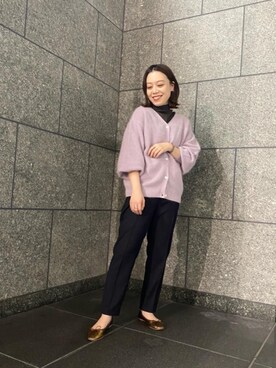 「お呼ばれ」｜「アイテム（バレエシューズ）」を使った、ルクールブラン京都ポルタ店スタッフさん（レディース・154cm）の秋コーディネート