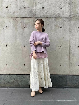 「お呼ばれ」｜「アイテム（ブーツ）」を使った、ルクールブラン京都ポルタ店スタッフさん（レディース・154cm）の冬コーディネート