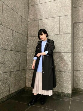 「雨」｜「アイテム（その他アウター）」を使った、ルクールブラン京都ポルタ店スタッフさん（レディース・164cm）の冬コーディネート