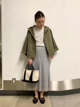 「キャンバスバック」｜ルクールブラン京都ポルタ店スタッフさん（レディース・162cm）の春コーディネート