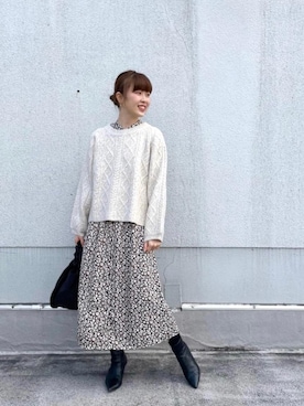 ルクールブラン京都ポルタ店スタッフさん（レディース・162cm）の冬コーディネート