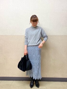 ルクールブラン京都ポルタ店スタッフさん（レディース・162cm）の冬コーディネート