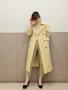 「アイボリー」｜「アイテム（トレンチコート）」を使った、ルクールブラン京都ポルタ店スタッフさん（レディース・162cm）の冬コーディネート