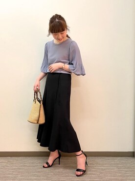 「お呼ばれ」｜「アイテム（トートバッグ）」を使った、ルクールブラン京都ポルタ店スタッフさん（レディース・162cm）の春コーディネート