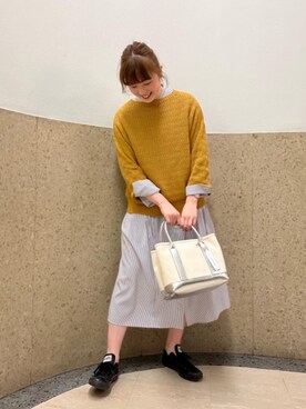 「キャンバス」｜ルクールブラン京都ポルタ店スタッフさん（レディース・162cm）の春コーディネート