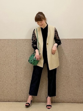 ルクールブラン京都ポルタ店スタッフさん（レディース・162cm）の春コーディネート