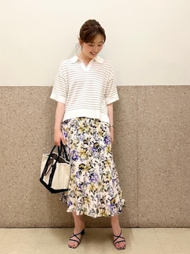 ルクールブラン京都ポルタ店スタッフさん（レディース・162cm）の夏コーディネート
