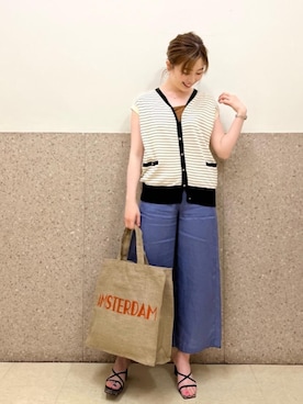 ルクールブラン京都ポルタ店スタッフさん（レディース・162cm）の夏コーディネート