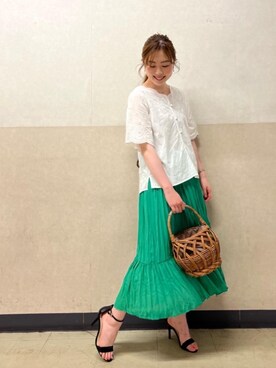 ルクールブラン京都ポルタ店スタッフさん（レディース・162cm）の夏コーディネート
