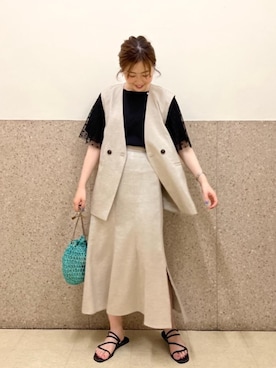 ルクールブラン京都ポルタ店スタッフさん（レディース・162cm）の夏コーディネート