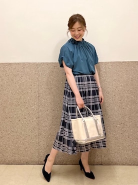 「キャンバス」｜ルクールブラン京都ポルタ店スタッフさん（レディース・162cm）の夏コーディネート