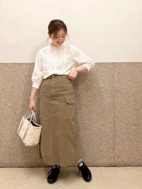 「khaki」｜ルクールブラン京都ポルタ店スタッフさん（レディース・162cm）の夏コーディネート