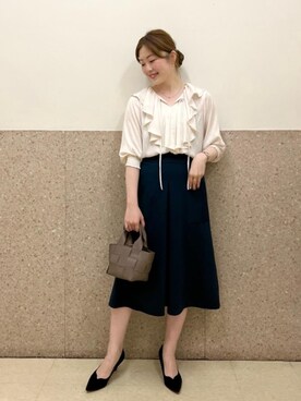 ルクールブラン京都ポルタ店スタッフさん（レディース・162cm）の夏コーディネート