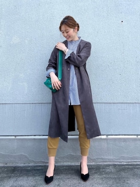 「オリーブ」｜「アイテム（その他アウター）」を使った、ルクールブラン京都ポルタ店スタッフさん（レディース・164cm）の秋コーディネート