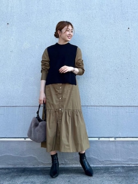 「khaki」｜ルクールブラン京都ポルタ店スタッフさん（レディース・164cm）の秋コーディネート