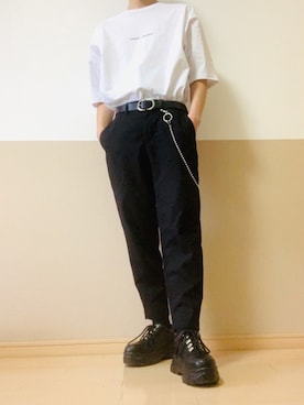 「PARKS TOKYO SELECT（パークストウキョウセレクト）のレザーベルト（ベルト）」を使った、KaiTo さん（メンズ・172cm）の夏コーディネート