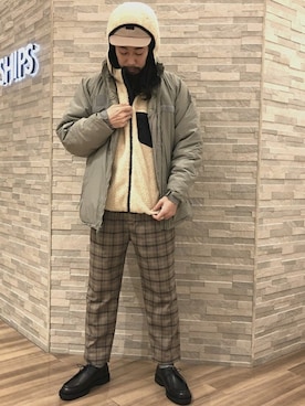 「ボアフリース」｜「アイテム（その他アウター）」を使った、相川さん（メンズ・177cm）の秋コーディネート