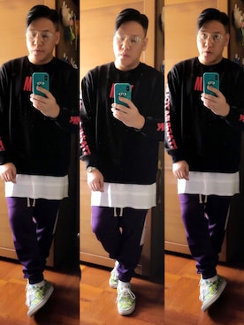 「JUSTIN BIEBER STADIUM TOUR（ジャスティンビーバースタジアムツアー）のアイテム」を使った、Edimundson さん（メンズ・180cm）の冬コーディネート