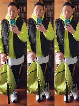 「8seconds（エイトセカンズ）のアイテム（ダウンベスト）」を使った、Edimundson さん（メンズ・180cm）の冬コーディネート